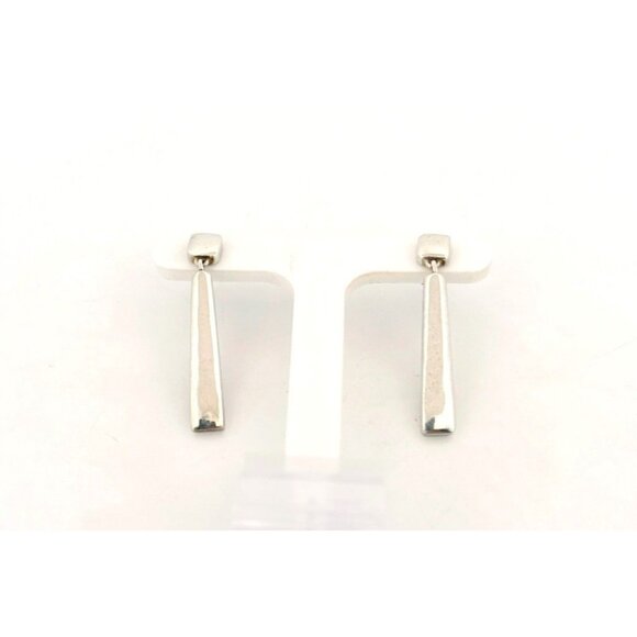 Estate Sterling Silver 925 Dangle Bar Stud Earrings | Butterfly Push Backs - Picture 1 of 11